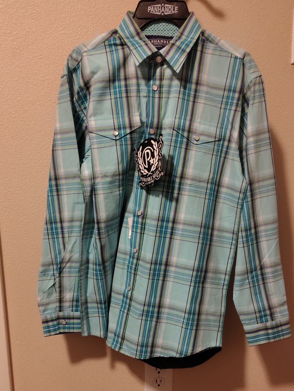 Youth Mint Plaid Western Snap Shirt